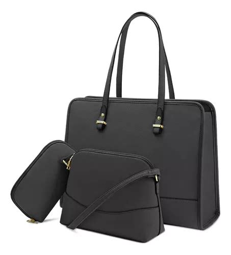 Set De Tote Bolsa Para Laptop 3pcs De Cuero Real Para Mujer Meses Sin Interés