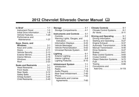 Chevrolet Silverado Owners Manual Free Pdf