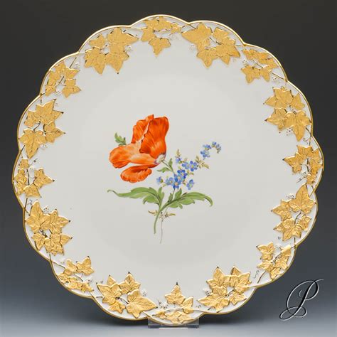 Gro Er Prunkteller Meissen Mit Blumenmalerei Porzellan Porcelain