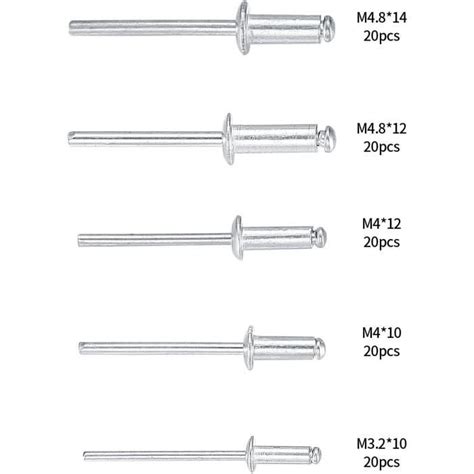 Pi Ces Rivets Aveugles Aluminium Assortiment Pop Pince M