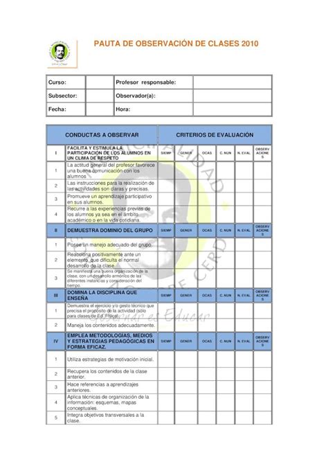 Pdf Pauta De Observaci N De Clases Dokumen Tips