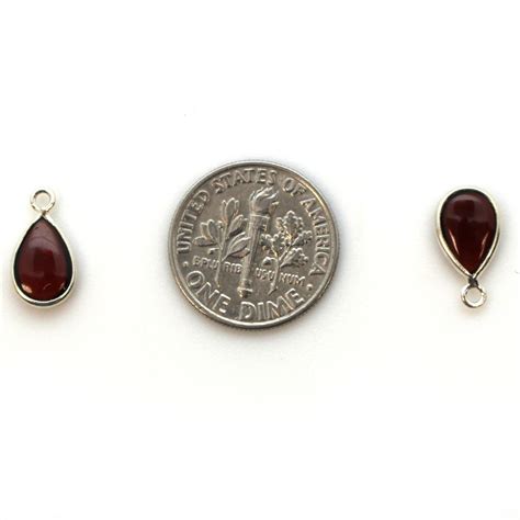 Bezel Charm Pendant Sterling Silver Charm Natural Garnet Tiny