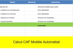 Calcul de la Capacité d Autofinancement CAF Modèle Excel