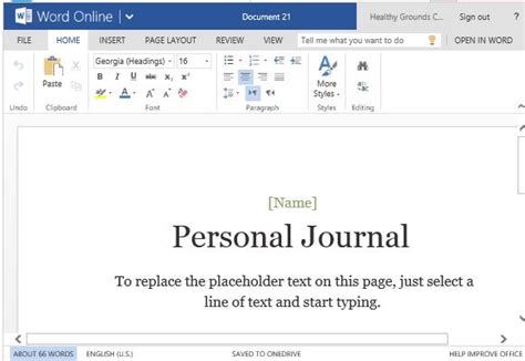 Personal Journal Template For Word Online