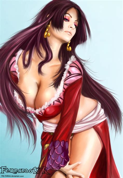 Rule 34 1girls Big Breasts Black Hair Blue Eyes Boa Hancock Breasts Busty Cleavage Earrings