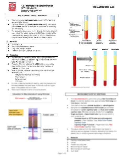 SOLUTION Experiment 7 Hematocrit Differentiation Studypool