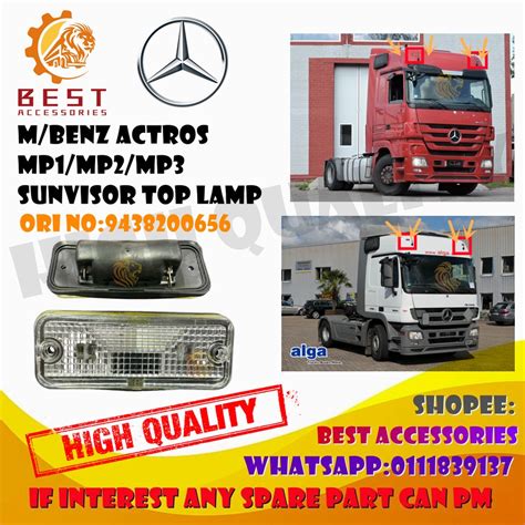 M BENZ ACTROS MP1 MP2 MP3 SUNVISOR TOP LAMP ORI NO 9438200656 HIGH