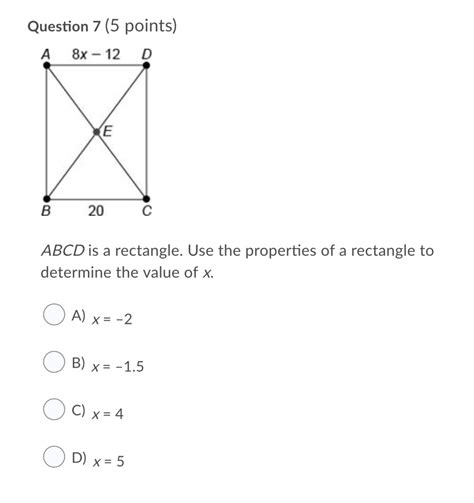 [Solved] ABCD is a rectangle. Use the properties of a rectangle to ...