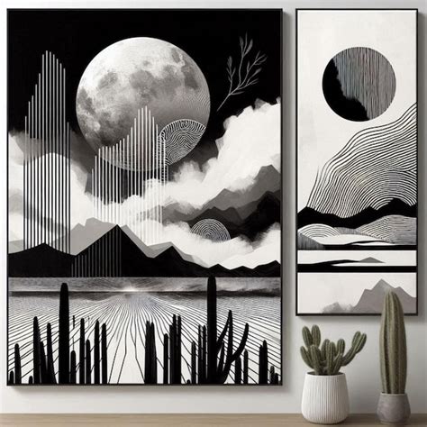 Black And White Abstract Wall Art Premium Ai Generated Image