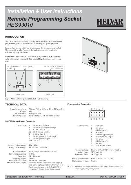 Installation User Instructions Helvar