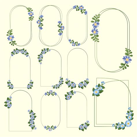 Premium Vector Blue Arch Frame With Flower And Leaf