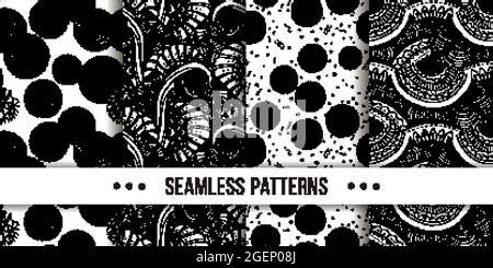 Set Of Samless Ornate Doodle Hand Drawn Abstract Patterns Vector