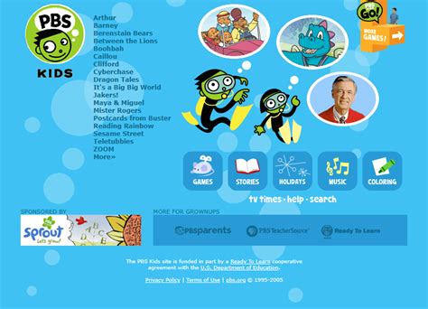 Pbs Kids In 2005 Web Design Museum