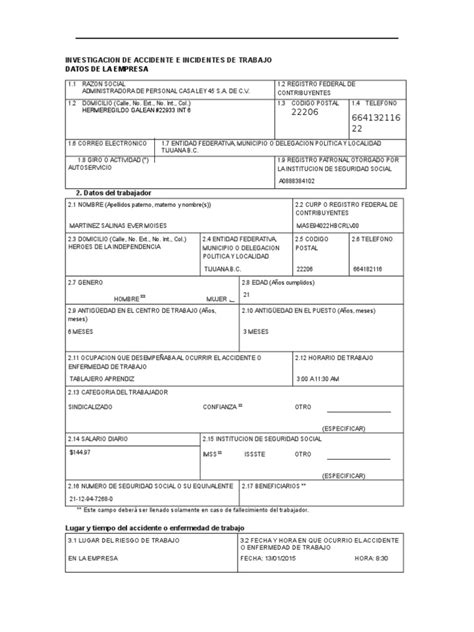 Formato Investigacion De Accidentes Nom Stps 019 Submarinismo