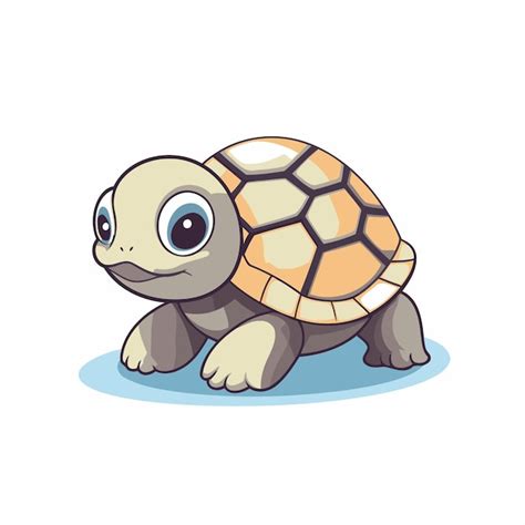 Une Jolie Tortue De Dessin Anim Isol E Sur Un Fond Blanc Illustration