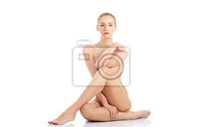 Front View Nude Woman Sitting On The Floor Posters For The Wall