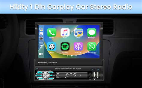 Hikity Single Din Wireless Carplay Car Stereo With 7 Inch Manual Flip