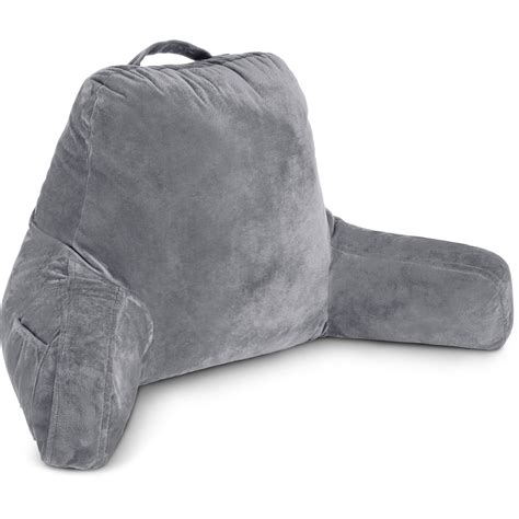 Dark Grey Husband Pillow Oversized Reading Pillow With Arms Shredded Memory Foam Washable