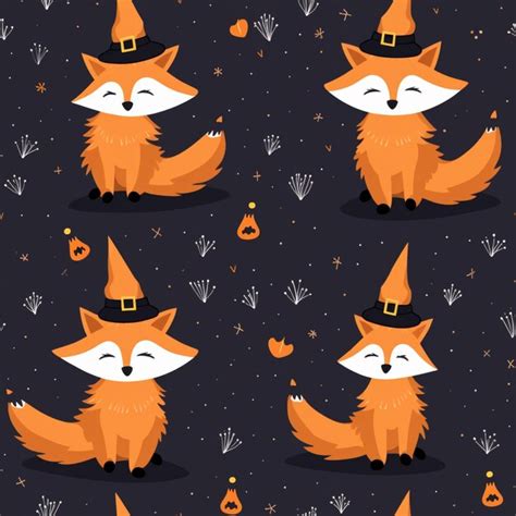 Premium AI Image A Close Up Of A Cartoon Fox Wearing A Witch Hat