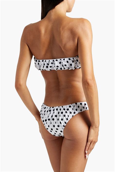 CAROLINE CONSTAS Dorit Gathered Polka Dot Low Rise Bikini Briefs THE