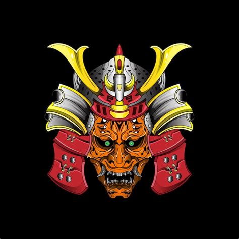 Premium Vector Samurai Mask Oni Devil Japanese Traditional Armor