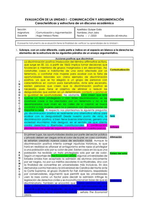 Evaluación Unidad I lkj EVALUACIN DE LA UNIDAD I COMUNICACIN Y