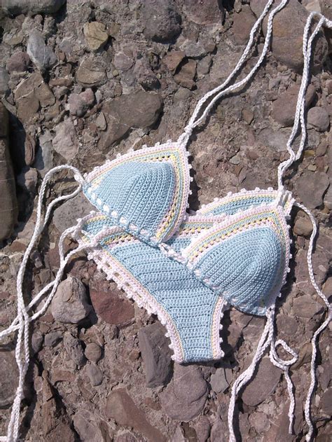 Crochet Bikini Set In Seafoam Light Blue Etsy