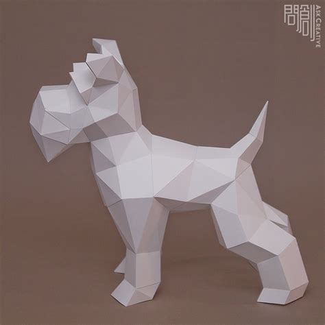 Modelo De Papel Schnauzer Papercraft Diy Low Poly Pdf Etsy M Xico