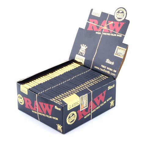 Raw Black Rolling Papers King Size Slim Classic Natural Unrefined Skins