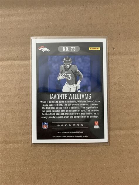 2021 Panini Illusions Football Base Rookie Card 73 Javonte Williams RC