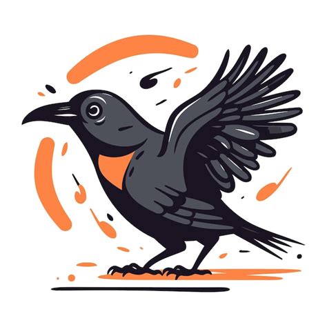 Premium Vector Hand Drawn Vector Illustration Of A Black Crow