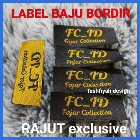 Jual Label Hijab Bordir Woven Damask Lebel Baju Rajut Custom Merek