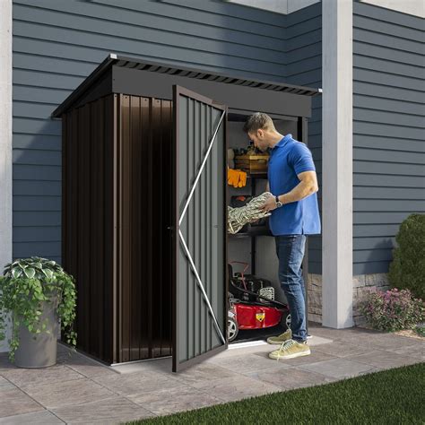 Buy LEMBERI 5x3 FT Outdoor Storage Shed With Floor Tool Garden Metal