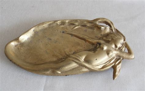 Antique ART NOUVEAU Bronze Tray With Nude Card Holder Vide Etsy