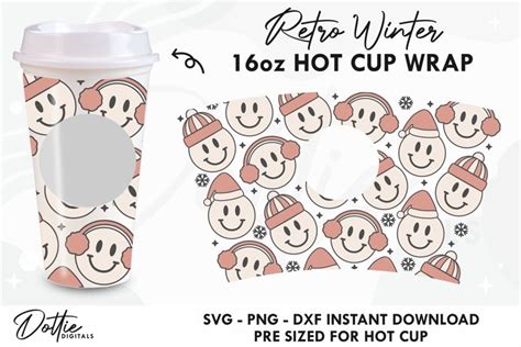 Retro Winter Faces Starbucks Hot Cup Wrap Svg Oz