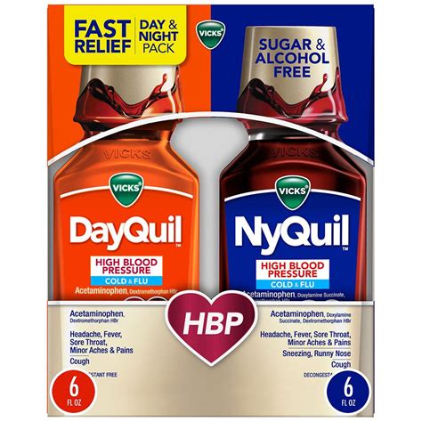 Vicks Dayquil Nyquil High Blood Pressure Cold And Flu Relief Liquid Over