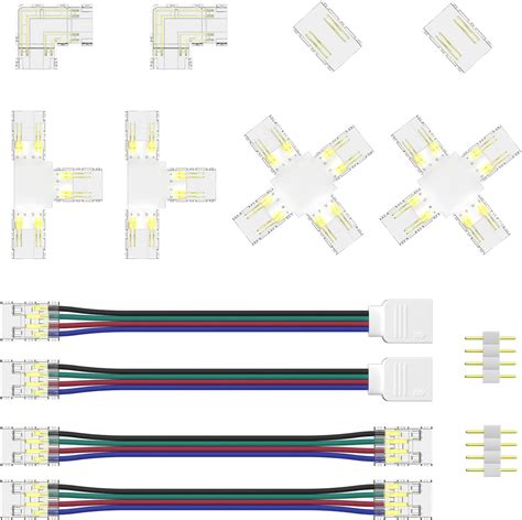 Miwise Mm Connectors Kit For Pin Rgb Cob Led Strip L Shaped Corner