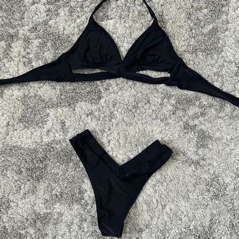 Black Bikini Set Easily Adjustable Wrap Tie Bikini Depop