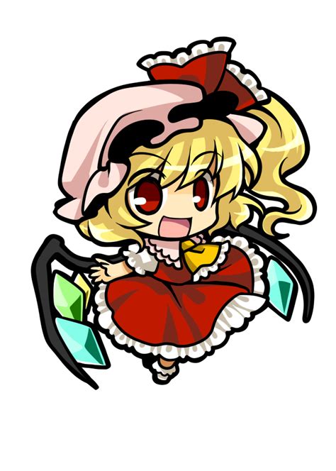 Safebooru Ascot Blonde Hair Chibi Crystal Flandre Scarlet Hat Hat Ribbon Open Mouth Puffy