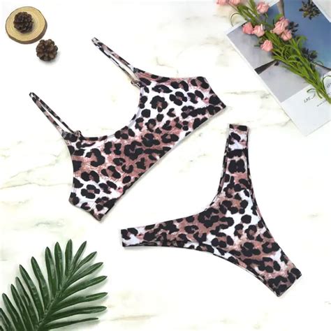 Sexy Leopard Bikinis Micro Bikini Set Push Up Thong Biquini High