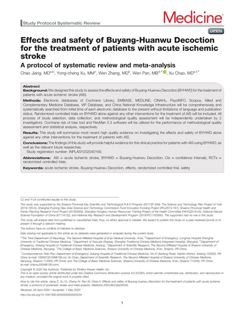 PDF Effects And Safety Of Buyang Huanwu Decoction For The Treatment