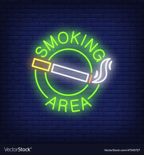 Smoking Area Neon Sign Royalty Free Vector Image