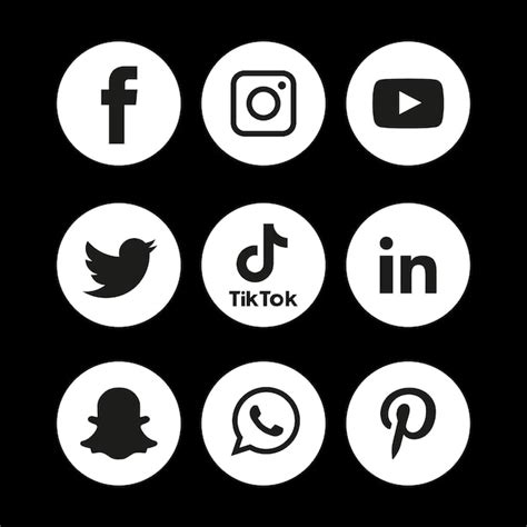 Logotipos De Redes Sociales En Blanco Y Negro