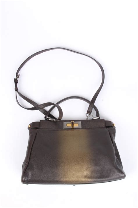 Fendi Peekaboo F Lined Bag Dark Brown At 1stdibs