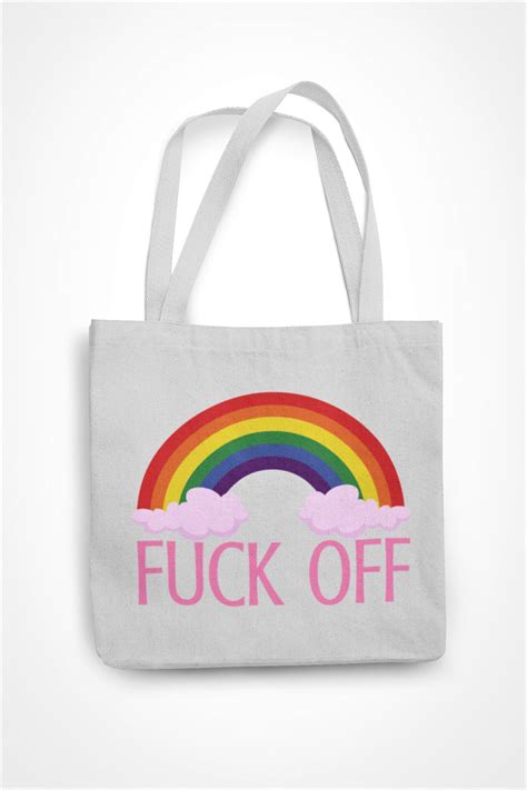 Fuck Off Tote Bag Rainbow Rude Funny Novelty Gift Joke Present Etsy Uk
