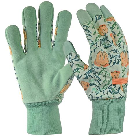 Digz Leather Palm With Knit Wrist Womens Medium Green Glove 77867 012