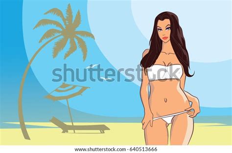Beautiful Girl Bikini On Tropical Beach Stock Vector Royalty Free Shutterstock