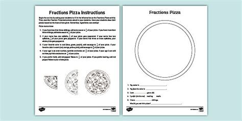 Fraction Pizza Activity Linsegnante Ha Fatto Twinkl