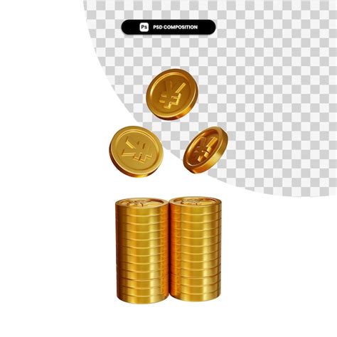 Premium Psd Stack Of Golden Coins In 3d Rendering Isolated