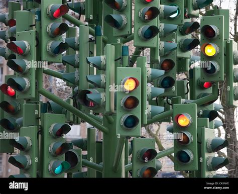 Traffic Light Tree Sculpture London England Stock Photo Alamy